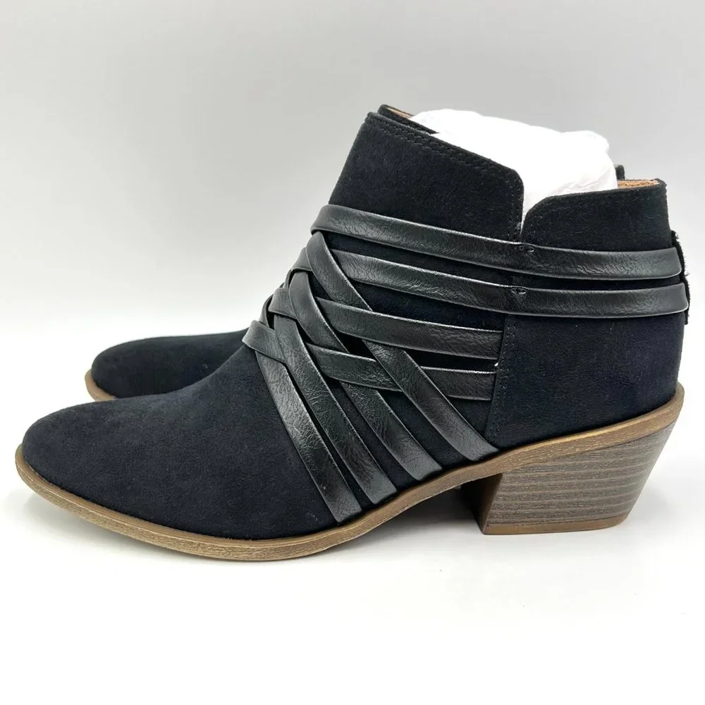 6W‎ 6 WIDE Lifestride Womens Prairie Black Faux Vegan Suede Leather Ankle Boots